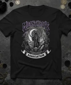 Misanthrope Aavortvoius Requisition Single Member Association bold graphic design printed on comfortable cotton t-shirt