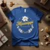 Mississippi IN GOD WE TRUST t-shirt with a magnolia wreath design and stars