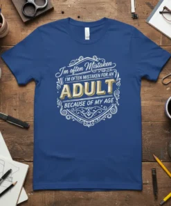 I'm often Mistaken I'M text design featuring bold typography on quality t-shirt