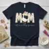Mom of a Silly Goose t-shirt design with floral letters and a goose holding balloons