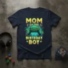 Mom of the Birthday Boy t-shirt design with a green video game controller and retro-style text