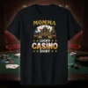 Momma Lucky Casino Shirt featuring retro casino graphics and text, perfect for gambling moms