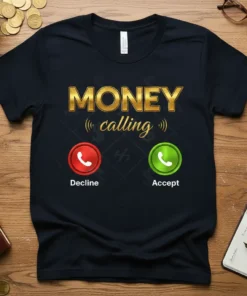 MONEY calling Decline Accept creative graphic design printed on comfortable cotton t-shirt