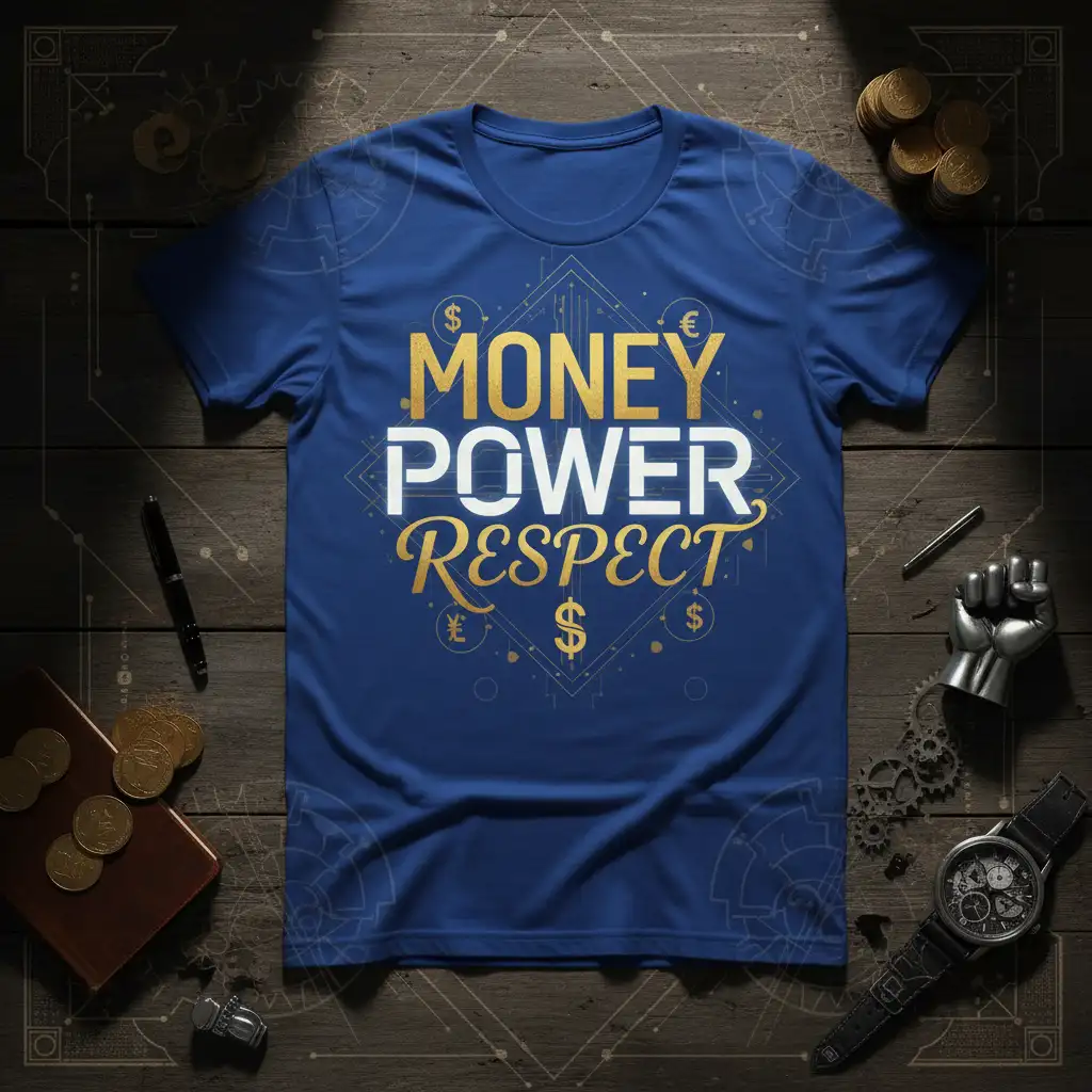Money Power Respect bold typography t-shirt design with currency symbols