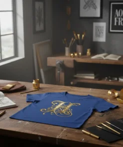 Monogram Letter H Golden Design unique graphic design printed on comfortable cotton t-shirt