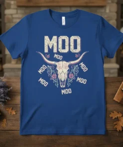 MOO MOO MOO MOO text design featuring bold typography on quality t-shirt