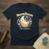 MoonBeam Ice Cream T-Shirt featuring a cute crescent moon character eating ice cream with stars and clouds, text reads MoonBeam