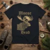 Black t-shirt featuring a vintage-style illustration of a moose head with Celtic knot detailing and the text "Moose Head"