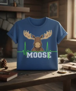 Moose Heartbeat stylish graphic design printed on comfortable cotton t-shirt