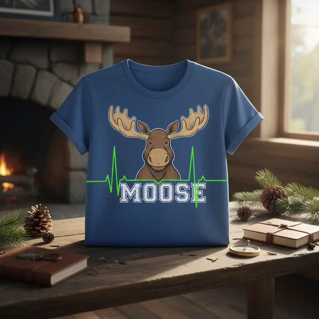 Moose Heartbeat bold typography printed on comfortable cotton fabric creating a standout t-shirt