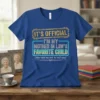 I'm My Mother In Law's Favorite Child funny quote t-shirt design with neon-style text and decorative border
