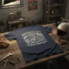 Navy t-shirt with "Motorheads Speed & Liberation" text and vintage motorcycle graphic