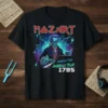 Mozart Amadeus Tour 1785 T-Shirt featuring a skeleton playing a keyboard with neon accents and tour dates