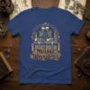 Muscle Whisperer T-Shirt featuring a gothic design with skeletons, candles, and mystical elements, perfect for gym lovers