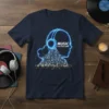 T-shirt with "Music Is My Sanctuary" text inside a silhouette wearing headphones, filled with musical notes
