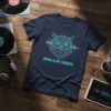 Music Is My Therapy t-shirt with a neon-outlined owl and sound wave graphic