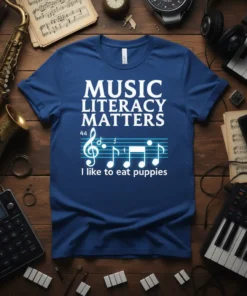 MUSIC LITERACY MATTERS 44 text design featuring creative typography on quality t-shirt