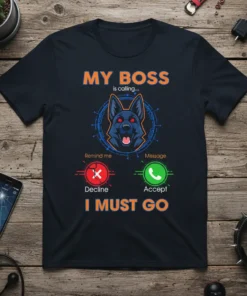 MY BOSS is calling... text design featuring creative typography on quality t-shirt