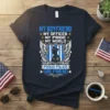 Proud Police Girlfriend T-Shirt design with text "My Boyfriend My Officer My Pride My World" and a police officer silhouette