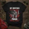 Proud Military Brother T-Shirt with "My Brother Has Your Back" text and soldier graphic