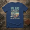 T-shirt with "MY DAD NEVER Never CAME BACK WITH THE MILK" text, vintage van, and cow graphic