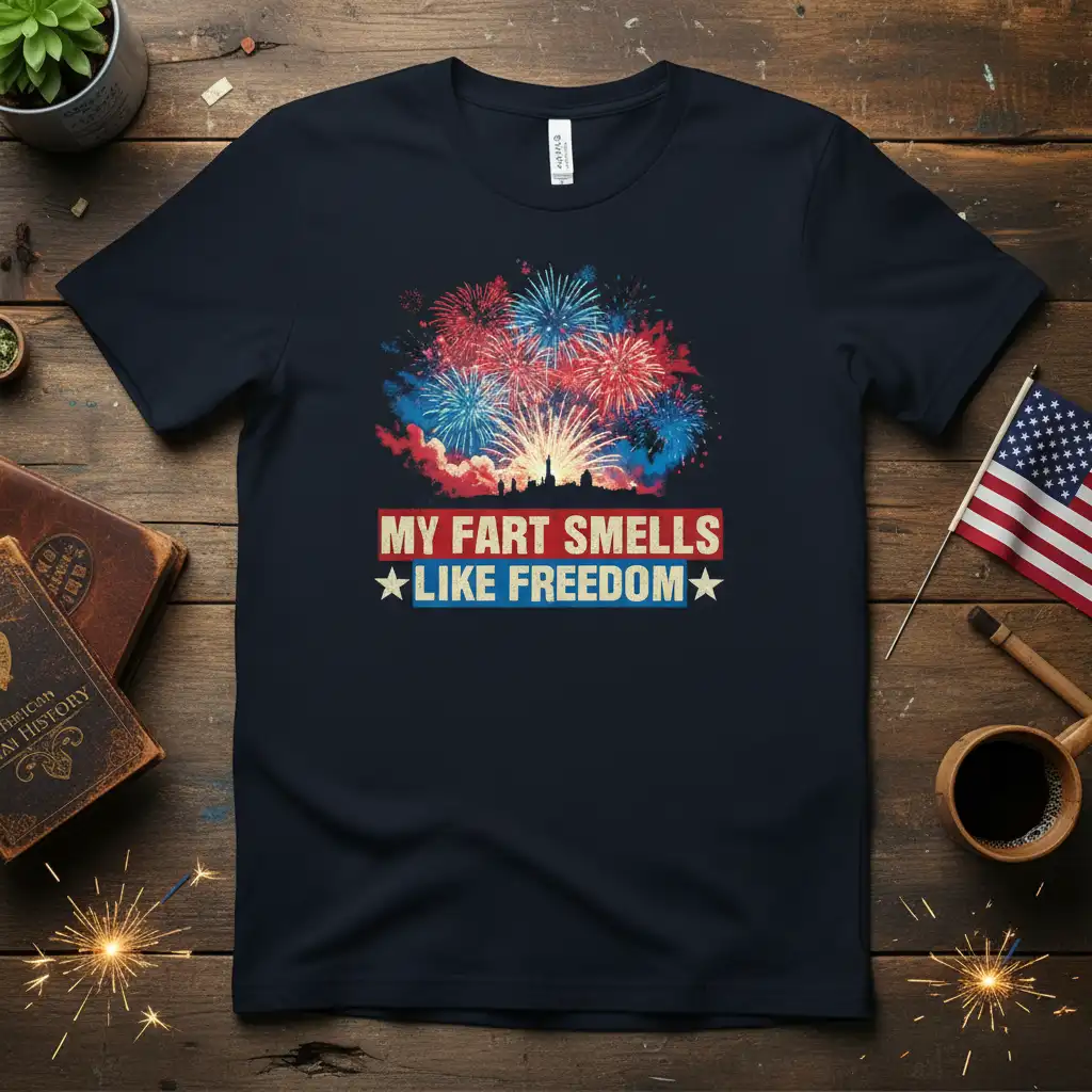 MY FART SMELLS LIKE FREEDOM stylish graphic printed on durable material creating a standout t-shirt