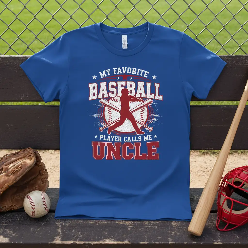 My Favorite Baseball Player Calls Me Uncle quote with baseball player silhouette and bats graphic