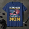 My Favorite Ice Hockey Player Calls Me Mom T-Shirt with American flag and hockey player graphic