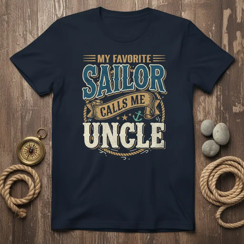 My Favorite Sailor Calls Me Uncle quote tee with nautical anchor and rope design