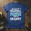 My Favorite Volleyball Player Calls Me GRAMMY t-shirt with volleyball graphic and white text