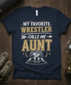 My Favorite Wrestler Calls Me Aunt t-shirt with wrestling graphic and distressed font