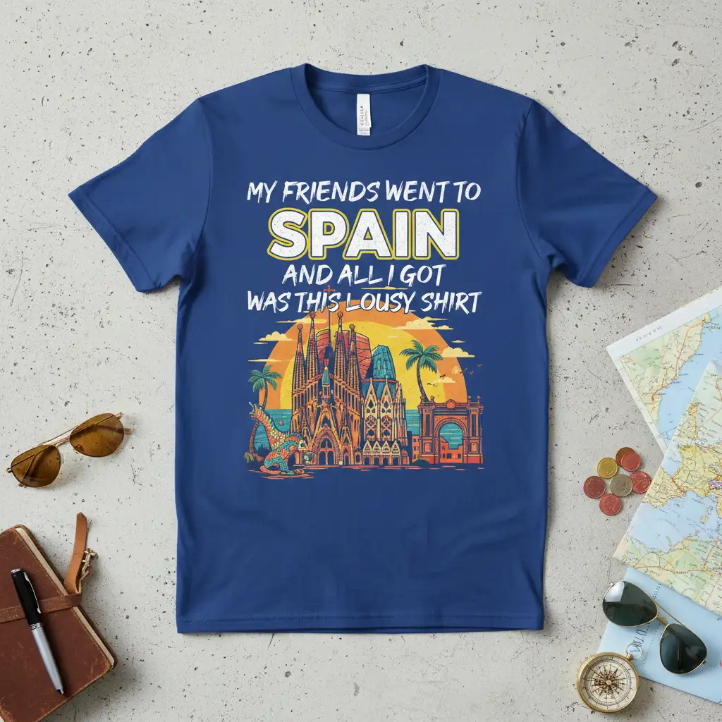 My Friends Went To Spain And All I Got Was This Lousy Shirt with Barcelona landmarks graphic