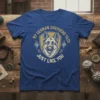 My German Shepherd Tilts Just Like You text with German Shepherd dog face graphic on blue t-shirt