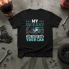 T-shirt with "My Go Kart Goes Faster Than Your Car" text and a graphic of a go-kart