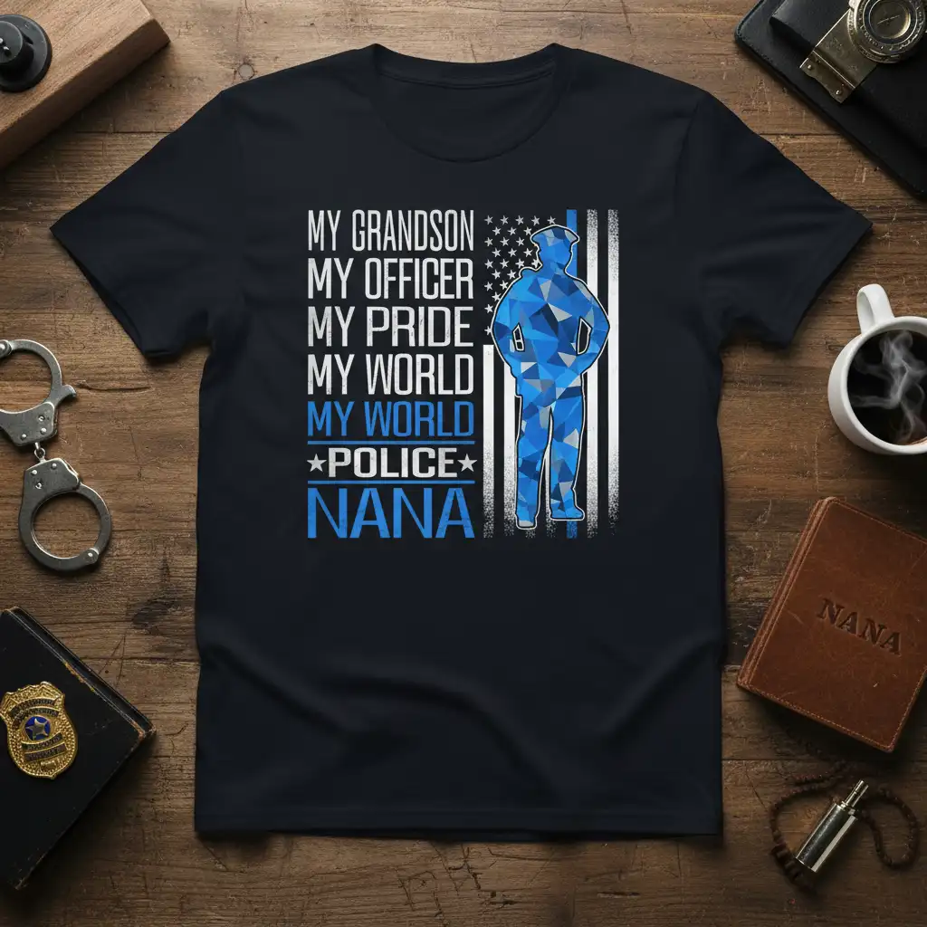 My Grandson My Officer quote printed with bold typography on durable material t-shirt design