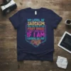 My Level Of Sarcastic T-Shirt featuring bold, colorful typography and geometric design elements