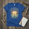 Christian t-shirt design featuring Jesus walking on water with the text "My Lifeguard Walks On Water" and "You Of Little