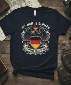 My Mom Is German Nothing Scares Me T-Shirt with German eagle and flag graphic