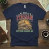 My Mom Is Italian Nothing Scares Me text with Colosseum graphic and Italian flag on a navy t-shirt