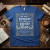 Christian t-shirt with the quote "my only purpose on earth is to glorify God" and Bible verse 1 Corinthians 10:31
