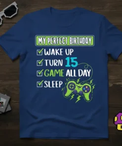 My Perfect Birthday Wake text design featuring stylish typography on quality t-shirt