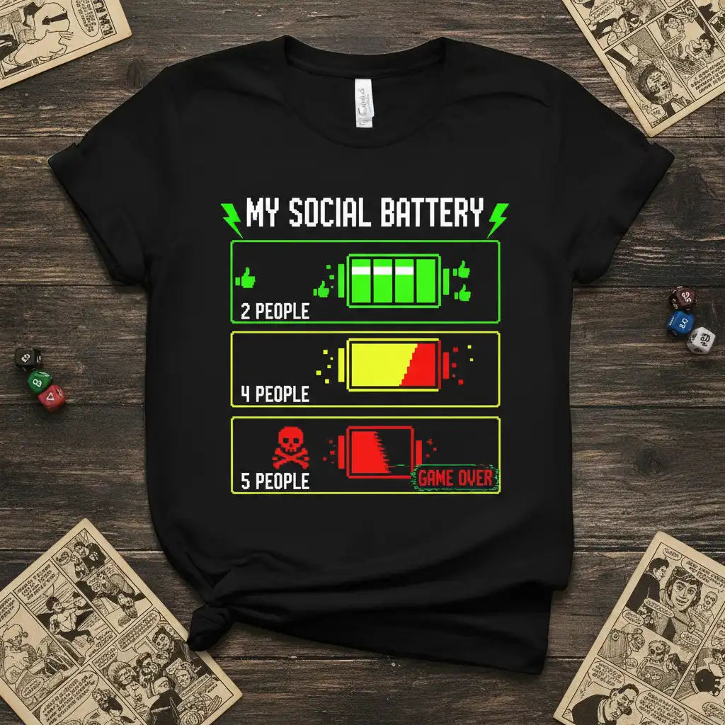 My Social Battery 2 quote printed with creative illustration on soft premium material t-shirt design