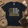 Proud Navy Mom T-Shirt with "My Son. My Sailor. My Hero." text and anchor graphic