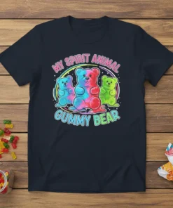 My Spirit Animal Gummy Bear t-shirt design featuring colorful gummy bear graphics and text