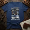 Chess t-shirt with "My Strategy Is TOP SECRET EVEN I DON'T KNOW WHAT I'M DOING" text and chess pieces graphic