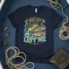 My Wife Left Me Left Me fishing humor t-shirt with three fish and lightning graphic