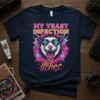 My Yeast Infection Itches t-shirt design with a cool opossum wearing sunglasses and retro lightning bolts