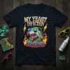 My Yeast Infection Itches opossum graphic t-shirt design with sunglasses and flames