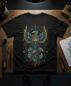 Mystical Phoenix Eye stylish graphic design printed on comfortable cotton t-shirt