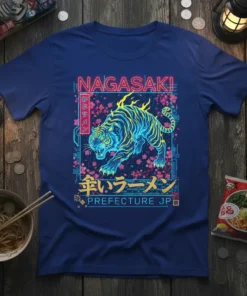 NAGASAKI! かとウメン 辛いラーメン PREFECTURE JP unique graphic design printed on comfortable cotton t-shirt